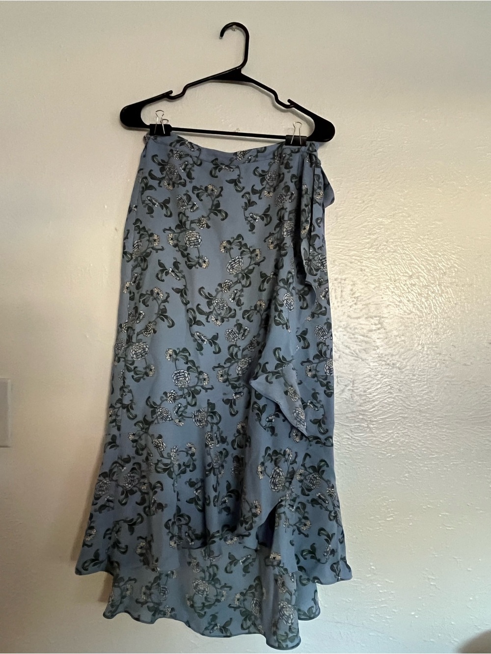 Max Studio Blue Floral Wrap Midi Skirt